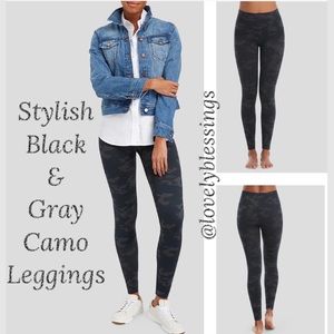 Camo Leggings Athletic Pants Gym Yoga Pants Black Gray Camouflage Size Medium